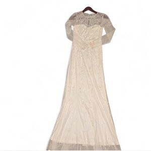 Adrianna Papell Long-Sleeve Embellished Wedding Gown